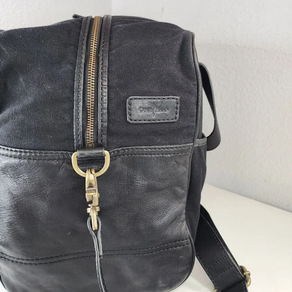 RARE Jordan Brand x Cole Haan Black Leather Canvas Collab Weekender Duffle Bag